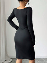 SHEIN Rafferiza Women's Elegant & Sophisticated Off Shoulder Colorblock Midi Dress