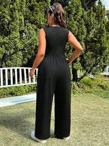 SHEIN EZwear Plus Size Black Casual Jumpsuit