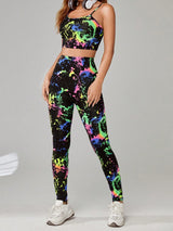 SHEIN EZwear Splash Ink Print Cami Top & Leggings