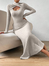SHEIN Essnce Criss Cross Cut Out Front Mermaid Hem Ribbed Knit Dress