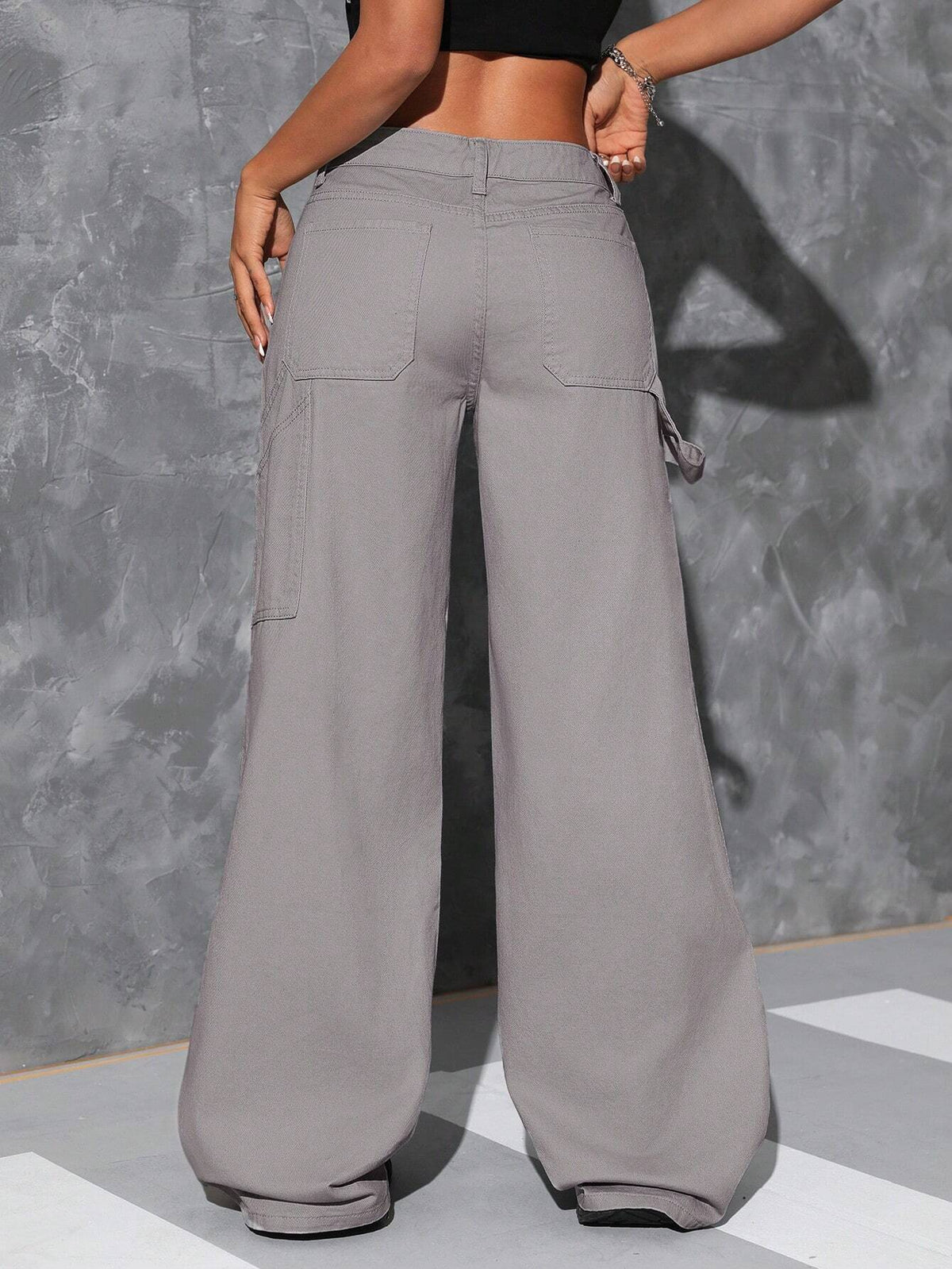 SHEIN ICON Women Relaxed Fit Low Waist Straight Leg Washed Jeans