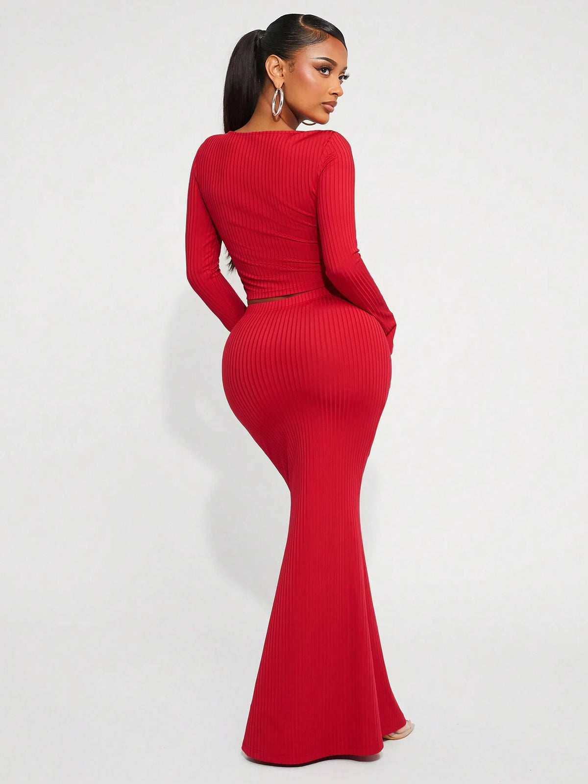 SHEIN SXY 2pcs/Set Cozy Casual Elegant Rib-Knit