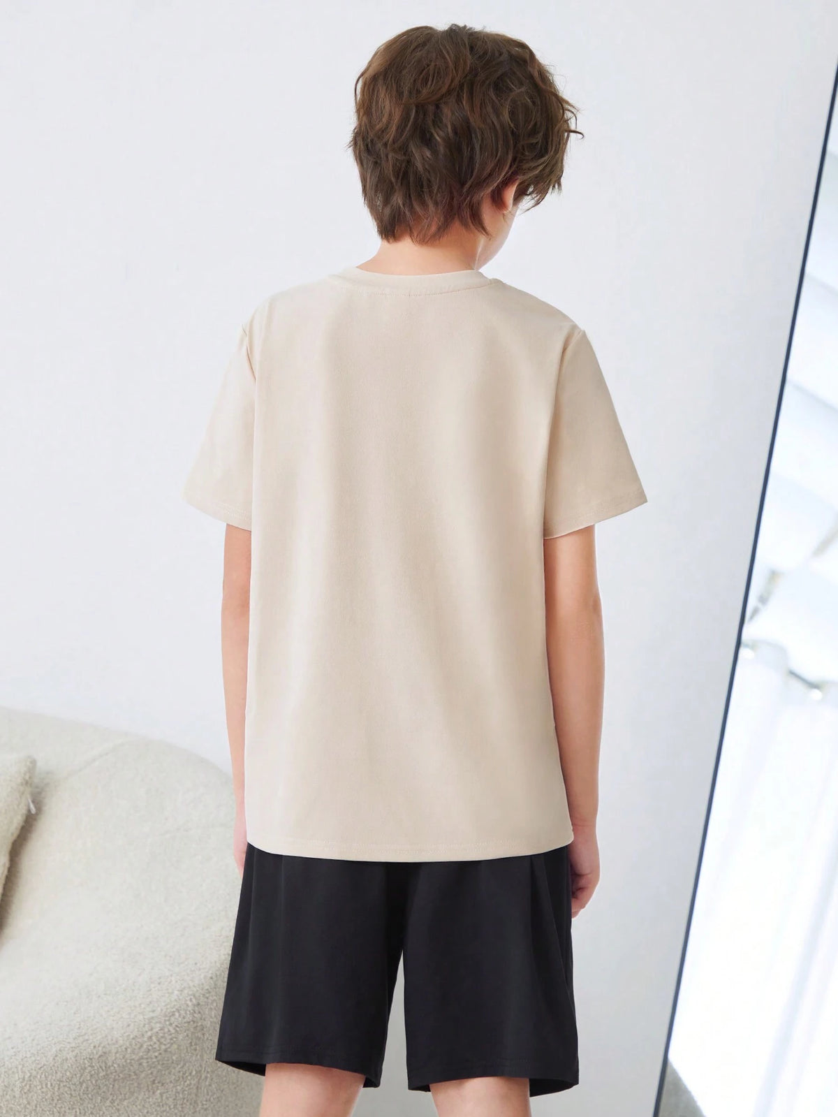 SHEIN Tween Boy Summer Simple Casual Letter Printed Short Sleeve T-Shirt And Shorts