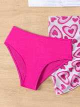 SHEIN Young Girl Heart Flower Patterned Bikini Set 3-Piece Set