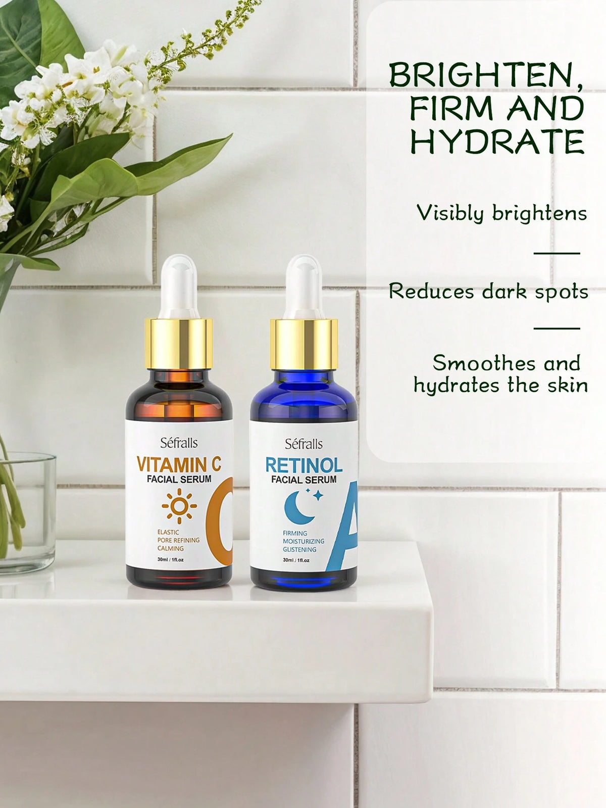 SHEIN Sefralls 60ml Skincare Face Serum Set - Vitamin C Serum For Radiance, Retinol