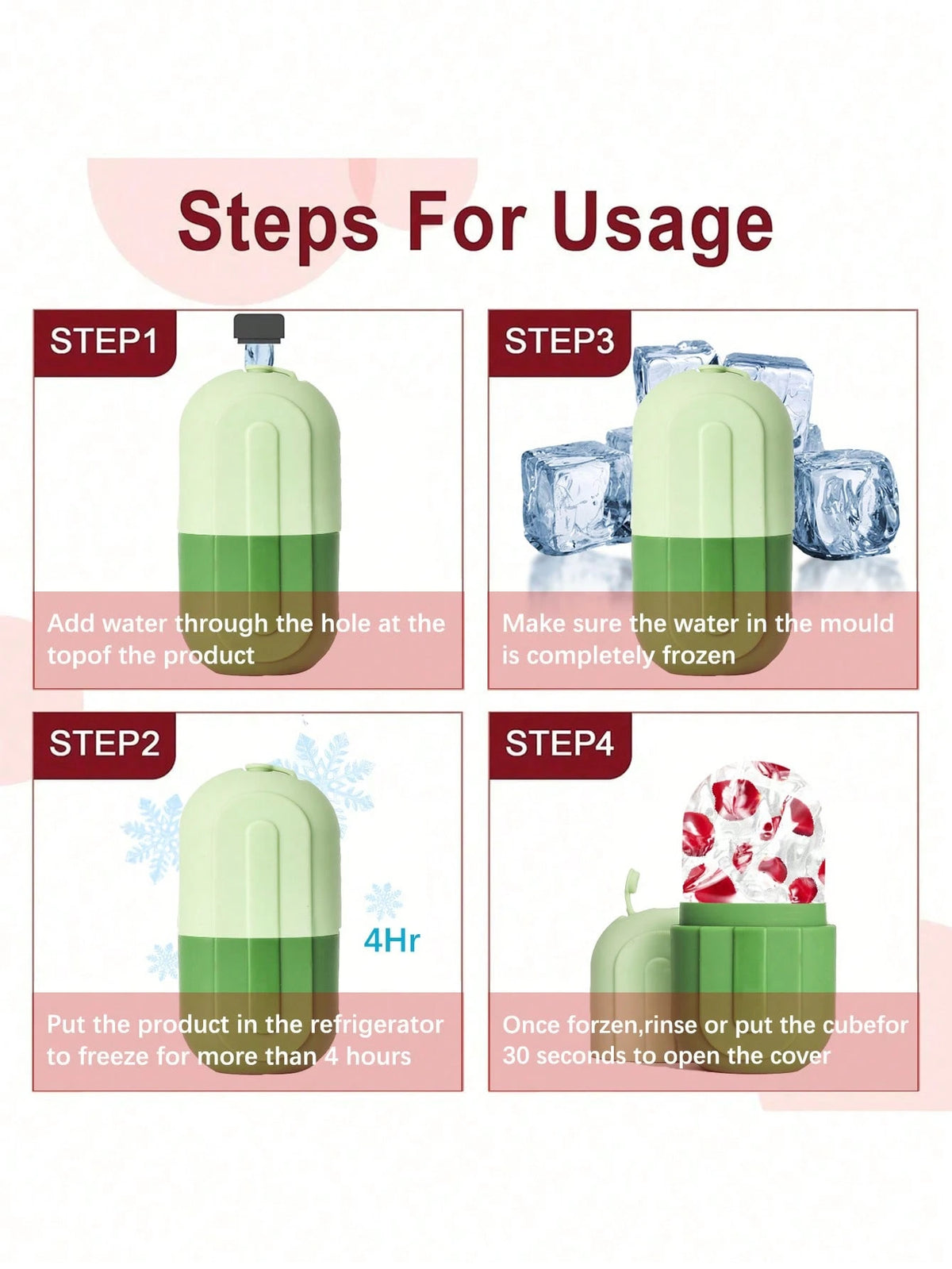 SHEIN Silicone Ice Tray Ice Mould 2in1 Face Ice Roller Reusable