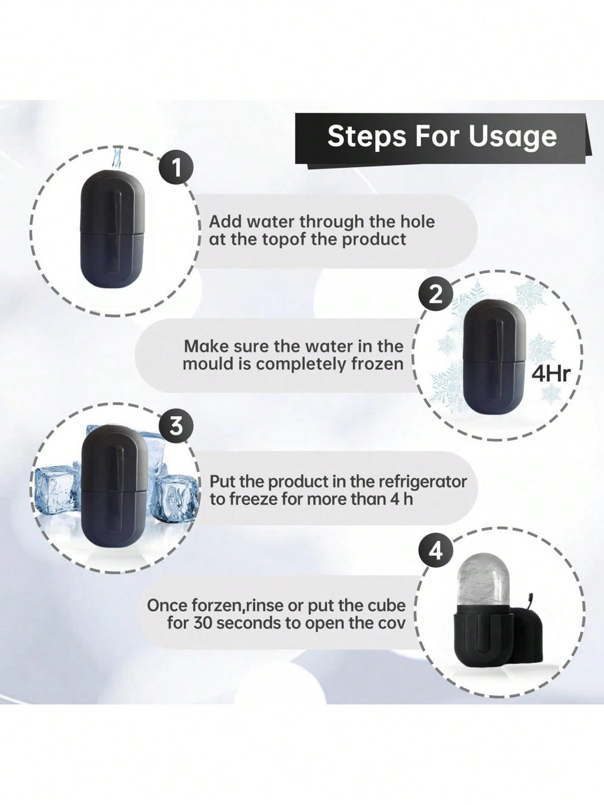 SHEIN Silicone Ice Tray Ice Mould 2in1 Face Ice Roller Reusable