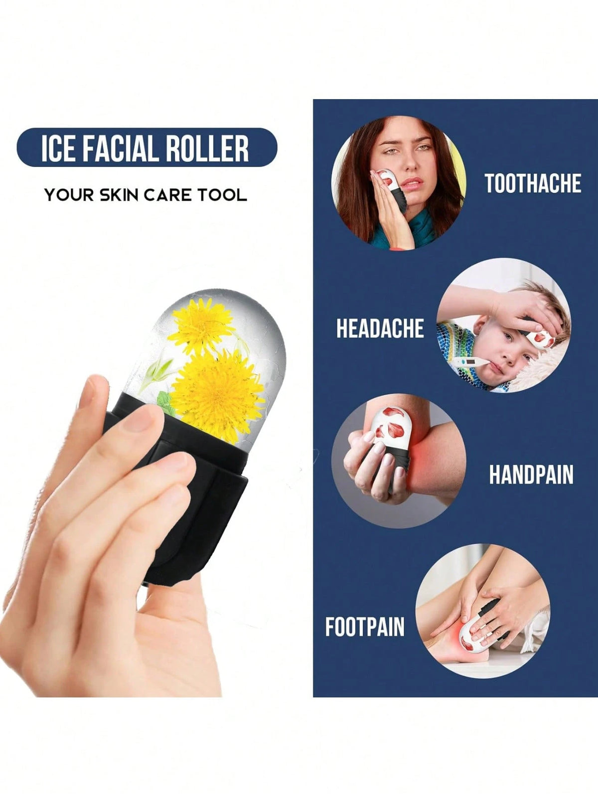 SHEIN Silicone Ice Tray Ice Mould 2in1 Face Ice Roller Reusable