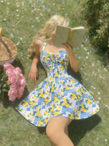 SHEIN Skyraze White And Blue Floral Dress