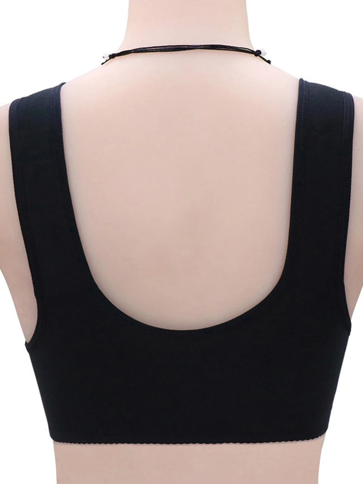 SHEIN Women's Black Front Closure Wirefree Minimalist Comfort Stretch Camisole Bra