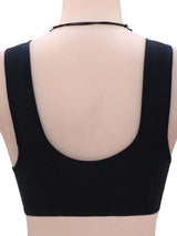 SHEIN Women's Black Front Closure Wirefree Minimalist Comfort Stretch Camisole Bra