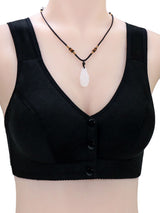 SHEIN Women's Black Front Closure Wirefree Minimalist Comfort Stretch Camisole Bra