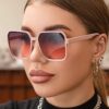 SHEIN Vintage Oversized Square Frame Plastic Sunglasses