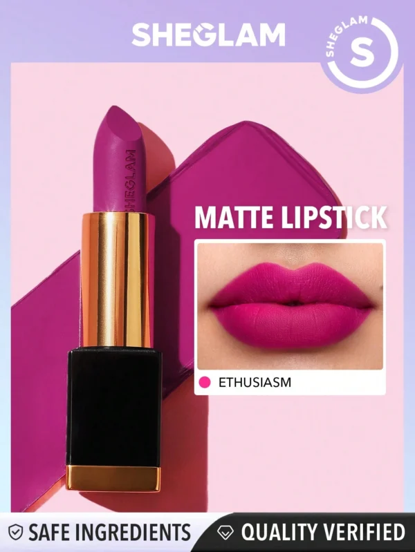 SHEGLAM Matte Allure Lipstick - Enthusiasm Long Lasting Lipstick High Pigment Velvety Soft Lipstick