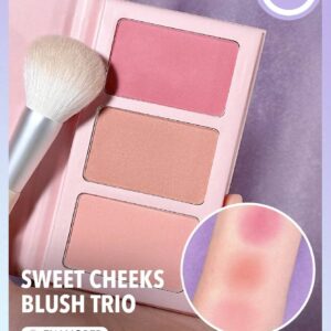 SHEGLAM Sweet Cheeks Blush Trio-Enamored 3-Clolor Powder Blush Palette Long Lasting High Pigment Pore-Less Matte Cheeks