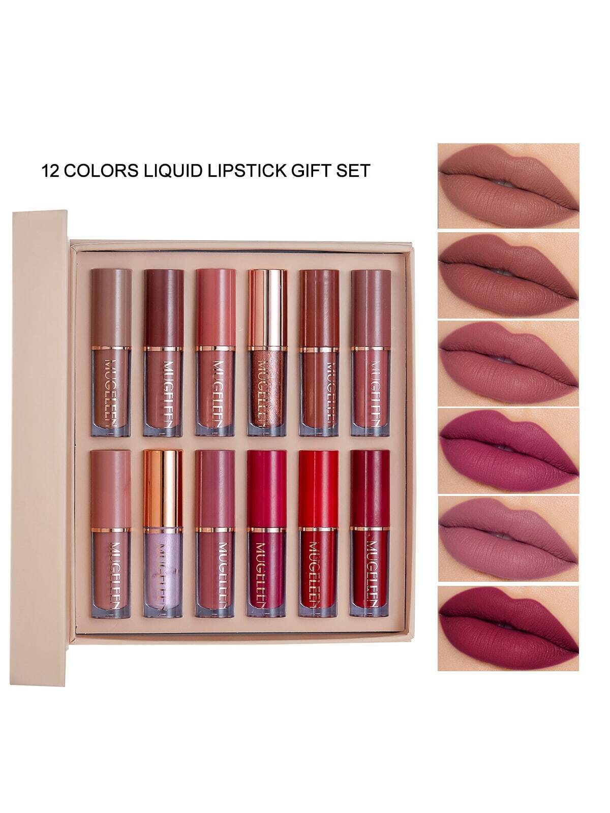 SHEIN 12pcs Lip Gloss Set Moisturizing Matte Not Easy To Fade