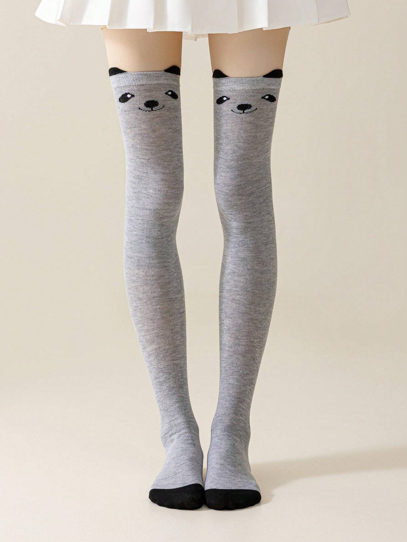 SHEIN 1/3 Pairs/Pack Women's Cute Cat Bear Jk Animal Pattern