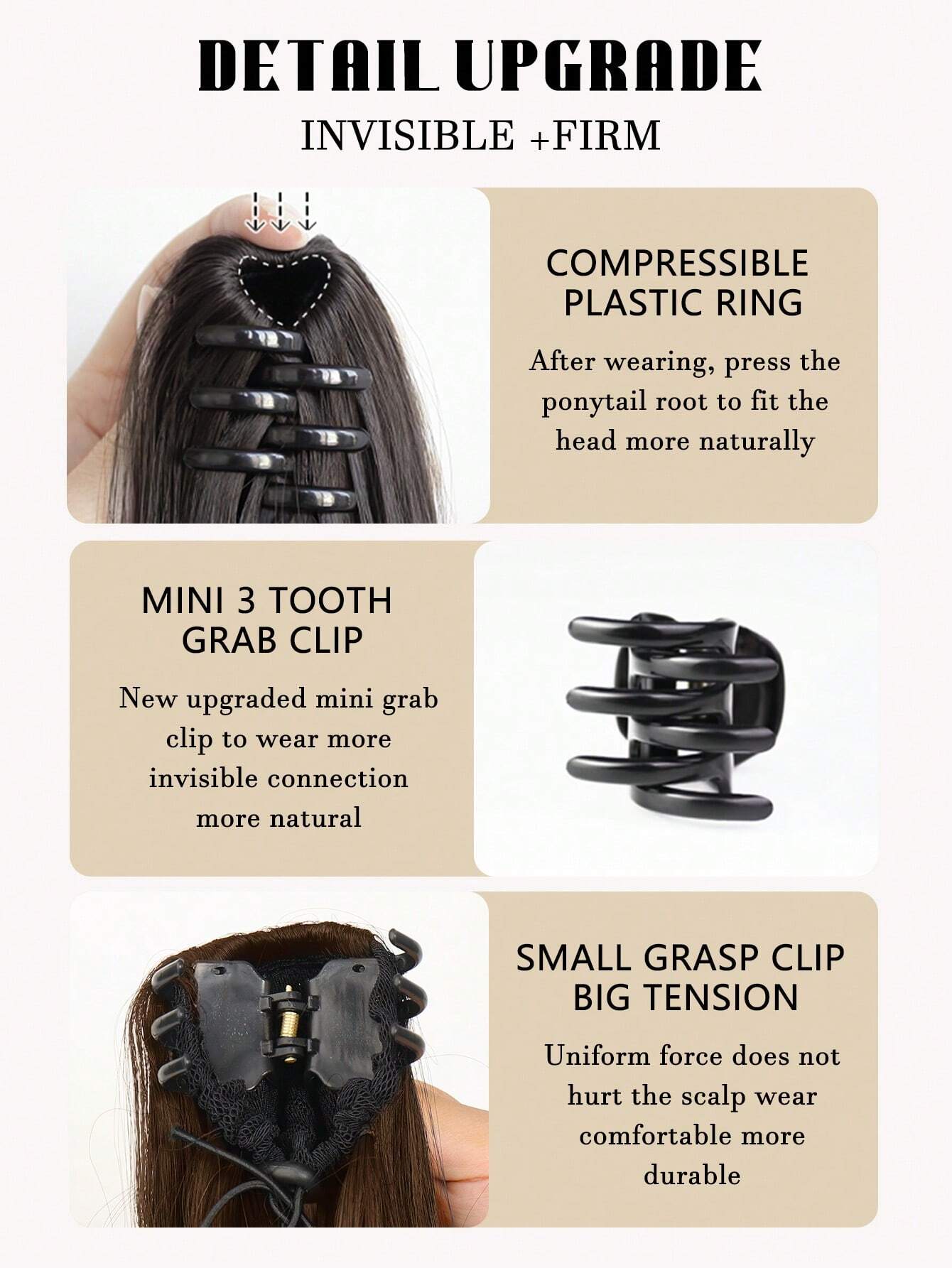 SHEIN 18inch Wig Ponytail Grab Clip Big Wave High Temperature Matte Silk Natural Fluffy Mesh Red Curly Hair High Ponytail - Image 2