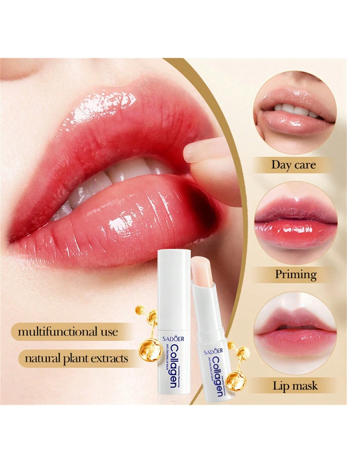 SHEIN 1Pc Collagen ANTI CRACKING LIP BALM Reduce Lip Wrinkles, - Image 2