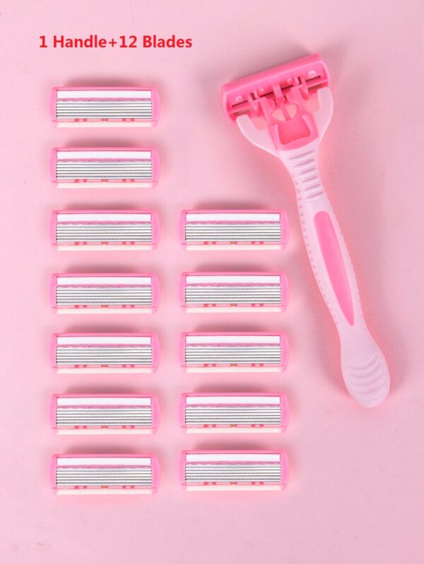 SHEIN 1 Handle+12 Blades/ Manual Women Body Bikini Hair Removal Shaving 6-Layer