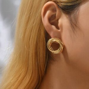 SHEIN 1pair Fashion Zinc Alloy Circle Decor Earrings