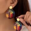 SHEIN 1pair Fashionable Personality Neon Lights Acrylic Printed Drop Earrings