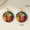 SHEIN 1pair Fashionable Personality Neon Lights Acrylic Printed Drop Earrings