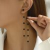 SHEIN 1pair French Vintage Faux Pearl & Fringe Dangle Earrings