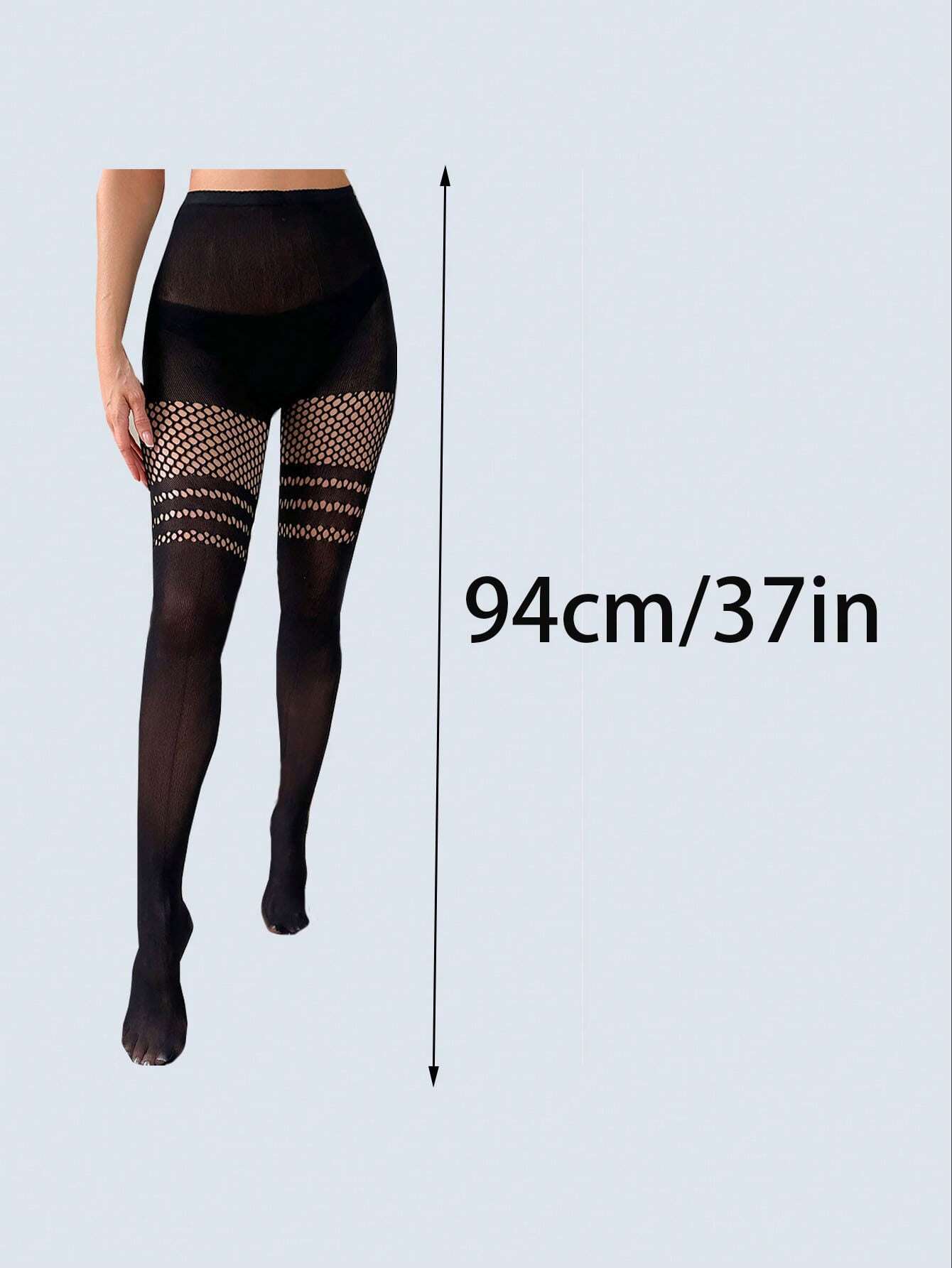 SHEIN 1pair Ladies' Black Sheer Patterned Pantyhose Sexy Hollow Fishnet Stockings Femme Fatale Leg Decor Silk Stockings - Image 3