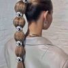 SHEIN 1pc/5pcs/10pcs Women's Black Beaded Hair