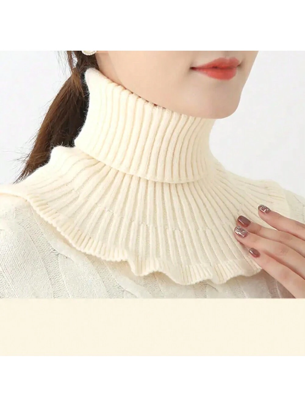 shein 1pc/Lot High Neck Detachable Collar Soft Knitted Warm Neck Wrap - Image 2