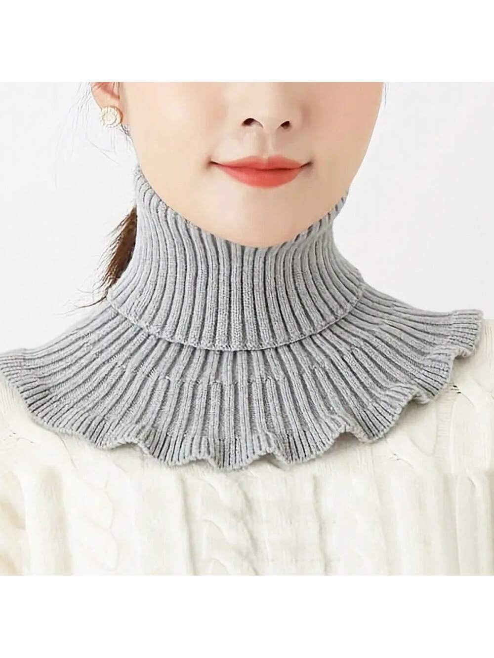 shein1pc/Lot Women's High Neck Detachable Collar Soft Knitted Warm Neck Wrap For Autumn, Winter, Daily Wear Accessories Women - Image 2