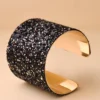 SHEIN 1pc Fashionable Simple Glitter Hinged Adjustable Wide Bangle