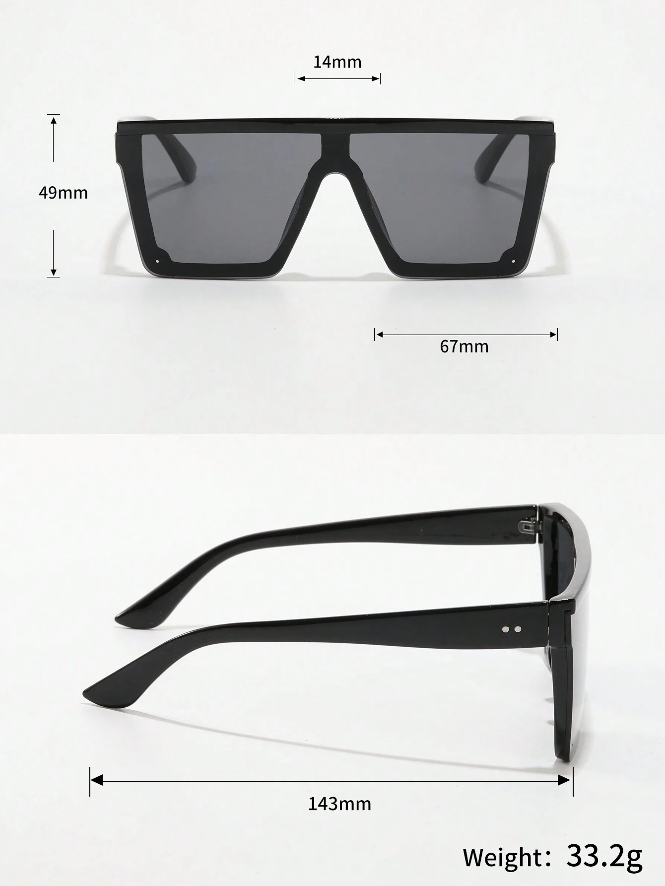 SHEIN 1pc Men's Plastic Flat Top Street Style Vacation Sunglasses, - Image 2