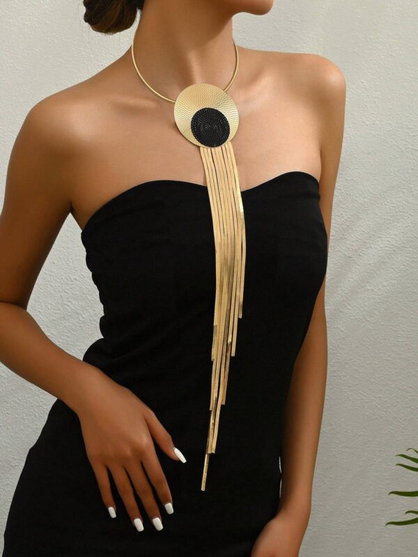 SHEIN 1pc New Creative Spliced Tassel Long Snake Chain Necklace