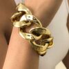 SHEIN 1pc Punk Style Metal Geometric Hollow Out Hand Wristband Fashionable Thick Chain Single Layer Bracelet, For Cross-border Jewelry