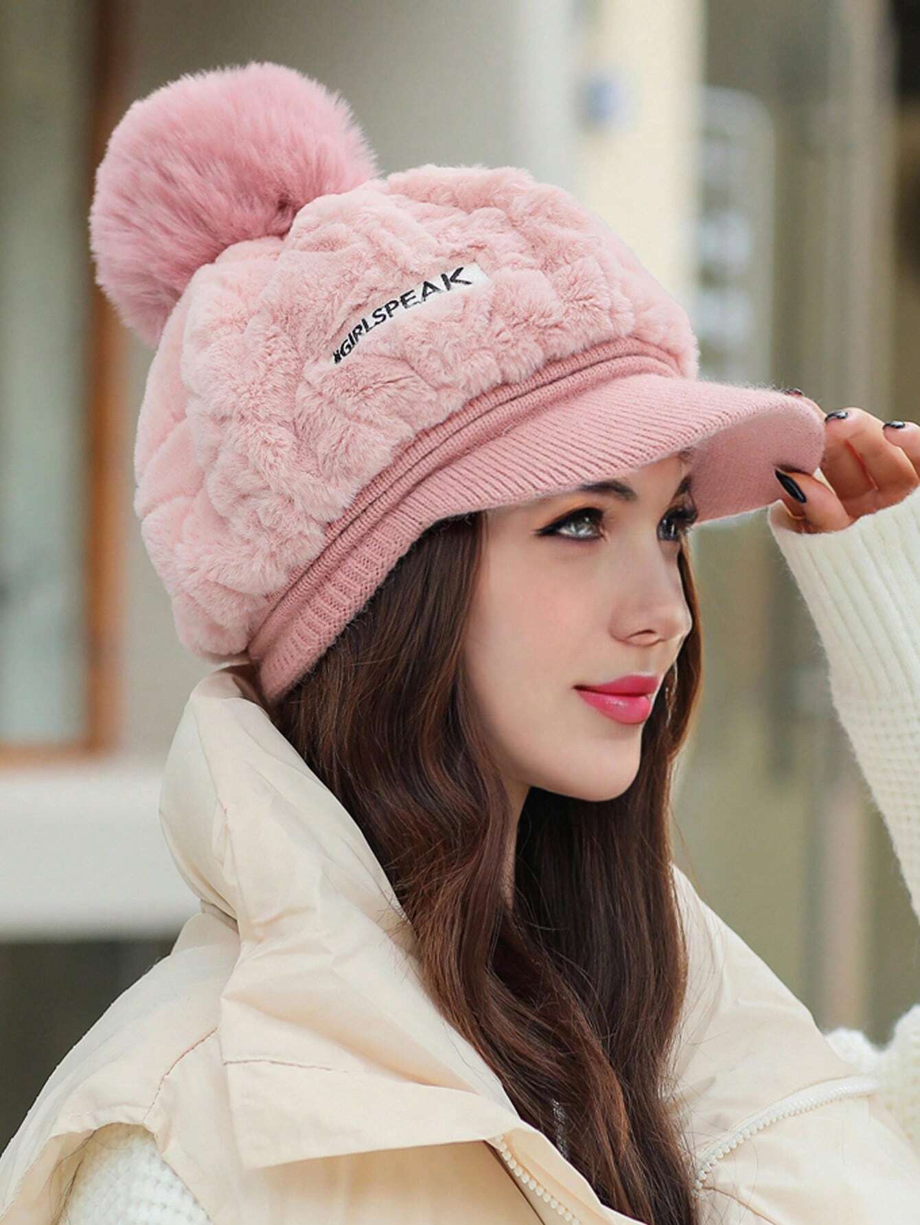 shein 1pc Women Solid Color 8-Panel Autumn Winter Warm Beret Cap