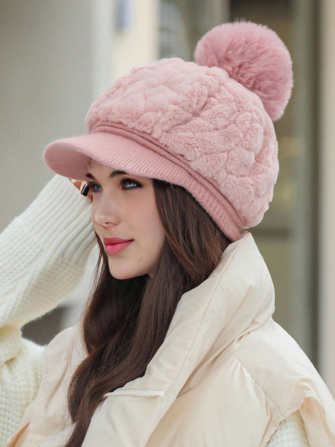 shein 1pc Women Solid Color 8-Panel Autumn Winter Warm Beret Cap - Image 2