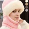 shein 1pc Women's Fashion Hat, Fleece-Lined Knit Scarf Set, Plush Beanie Hat, Suitable For Autumn And Winter Halloween