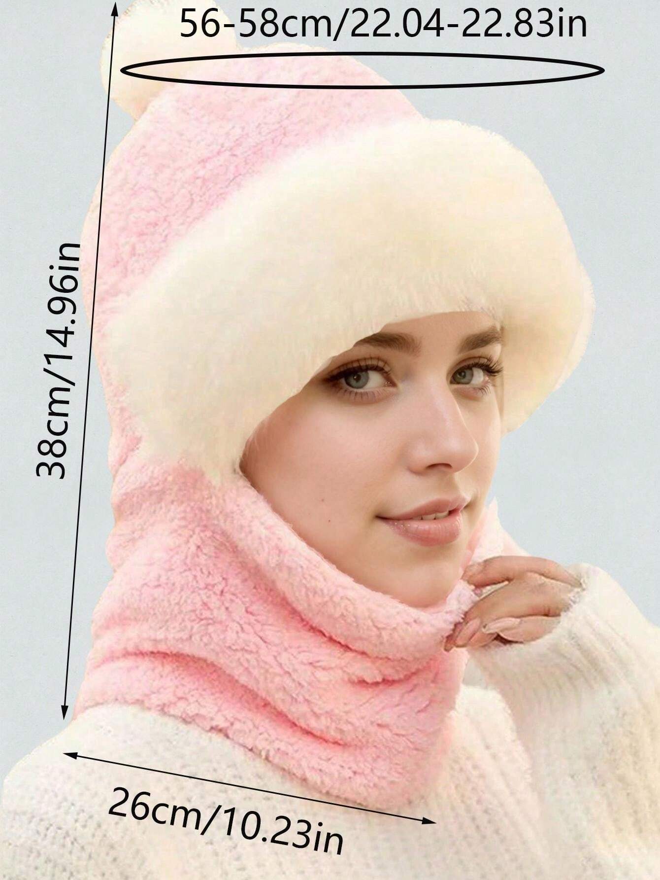 shein 1pc Women's Fashion Hat, Fleece-Lined Knit Scarf Set, Plush Beanie Hat, Suitable For Autumn And Winter Halloween