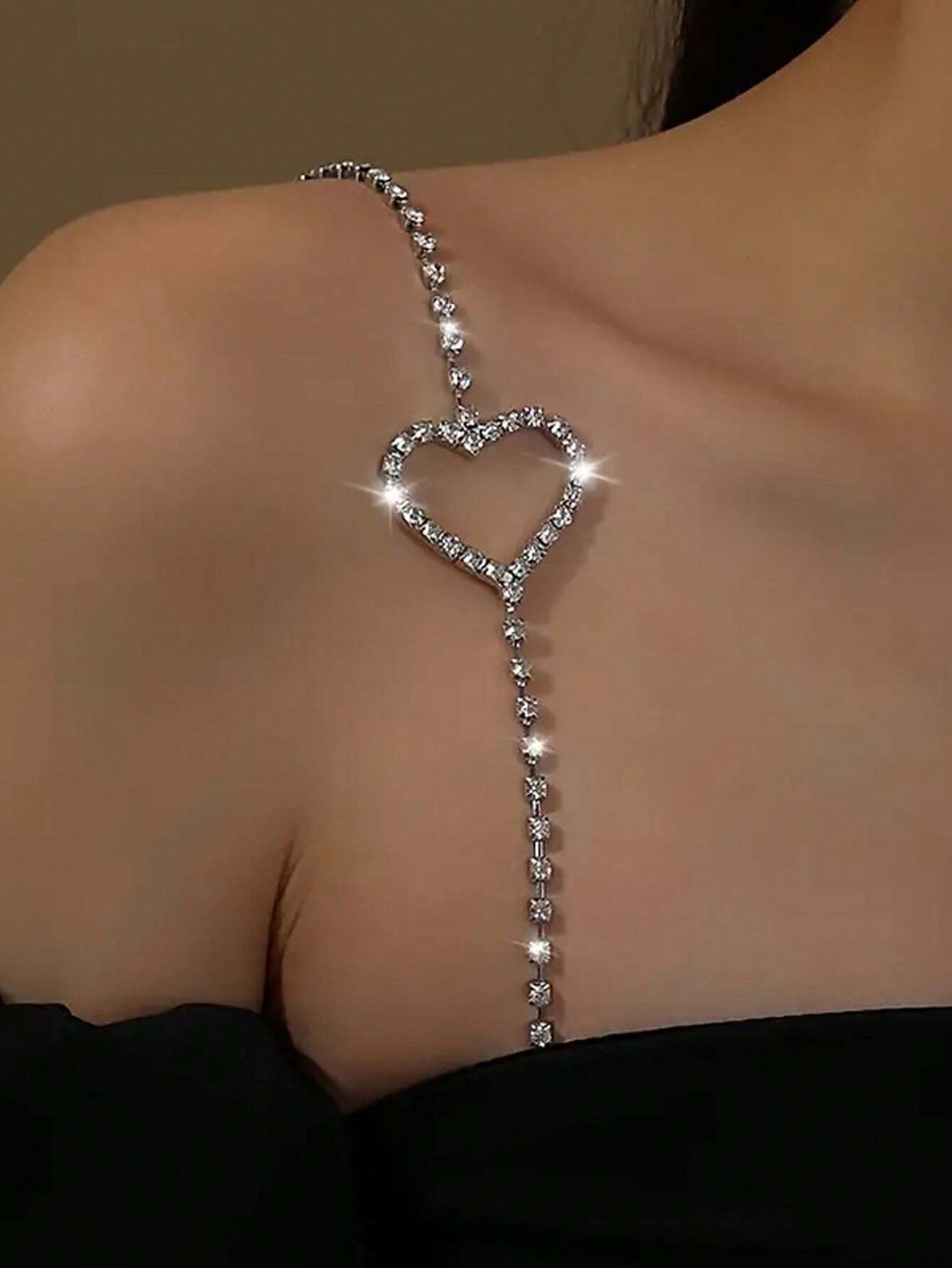 shein 1pc Women's Invisible Bra Strap With Metal Heart-Shaped Decor Shoulder Chain