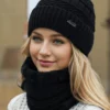 shein 1pc Women's Outdoor Solid Color Knitted Beanie & Neck Warmer Set, Unisex, Warm, Casual