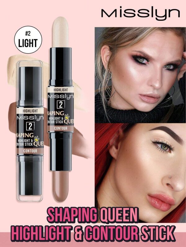 shein Misslyn Shaping Queen Highlight & Contour Stick, Creamy Texture and Matte Finish, Contour Bronzer Stick,