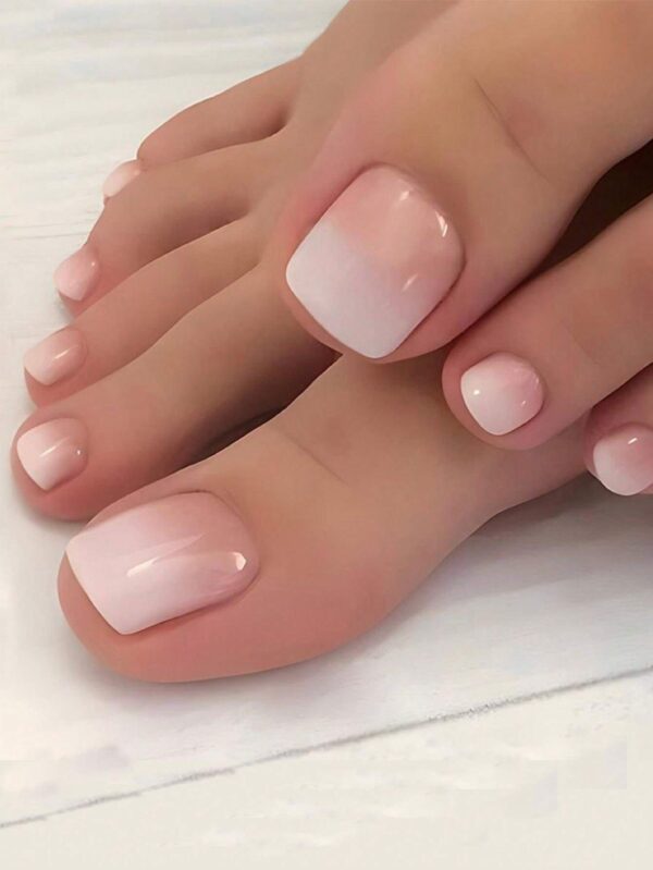 SHEIN 24PCS Soft Pink Gradient Toe Nails