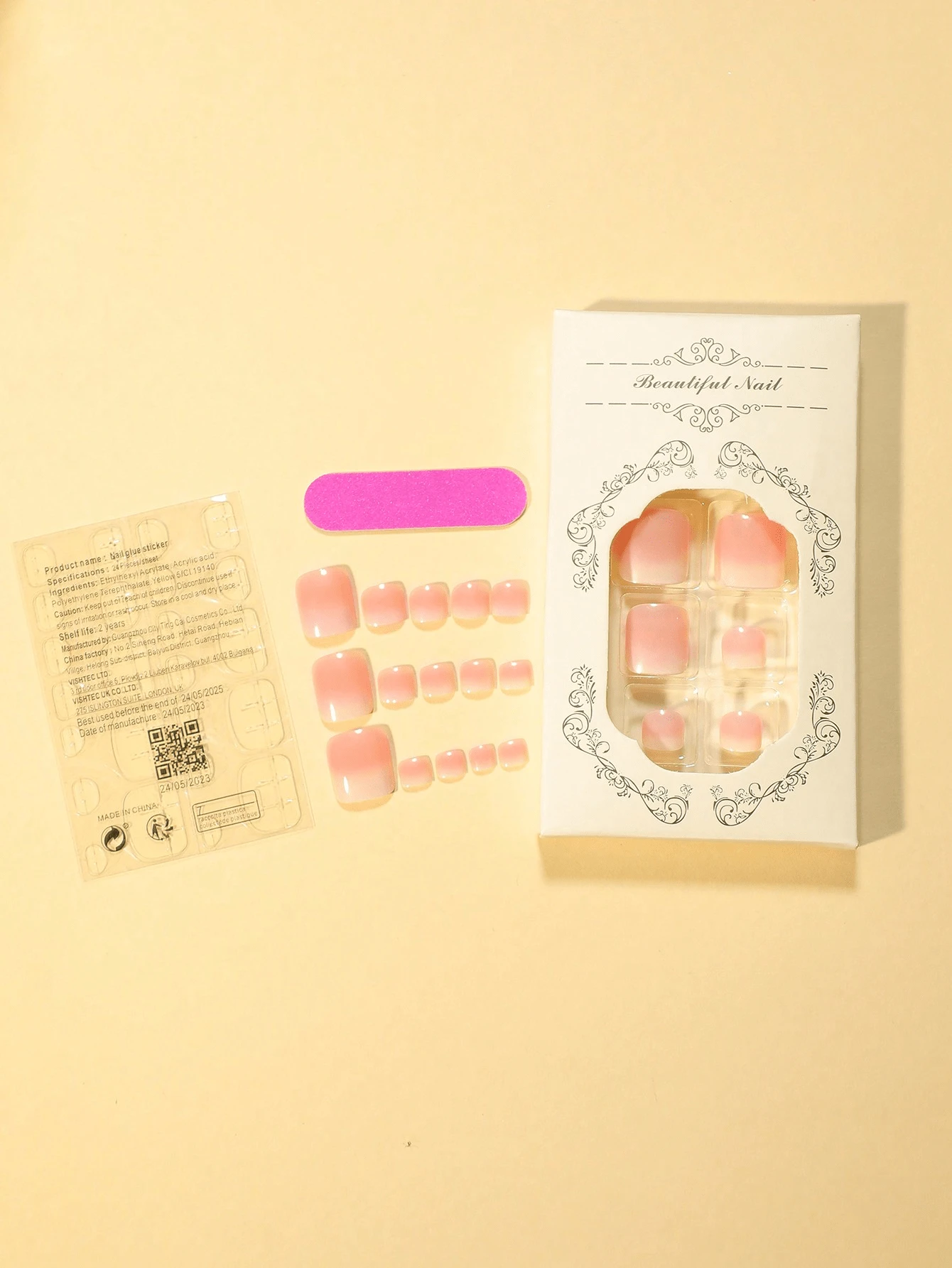 SHEIN 24PCS Soft Pink Gradient Toe Nails - Image 2