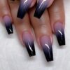 SHEIN 24pcs Extra Long Coffin Shaped Black Ombre Press On Nails