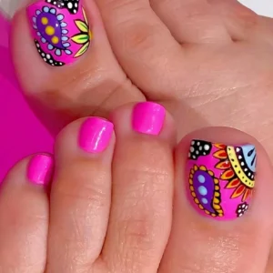 SHEIN 24pcs Fancy Square-Shaped Press-On Toenails With Colorful & Dazzling Pattern Design,
