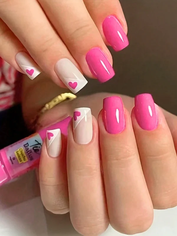 SHEIN 24pcs Glossy Medium Square Fake Nails