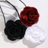 SHEIN 3pcs/Set Retro & Fashionable Camellia Silk Ribbon Necklace