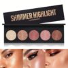 shein 5 Colors Highlighter Powder Palette Long Lasting Face Bronzer Contour Makeup Palette